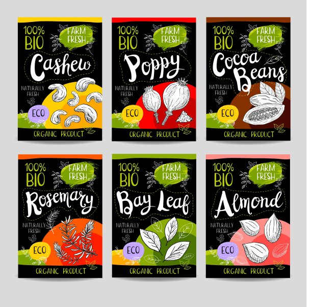 一套手绘标签食品香料图片下载