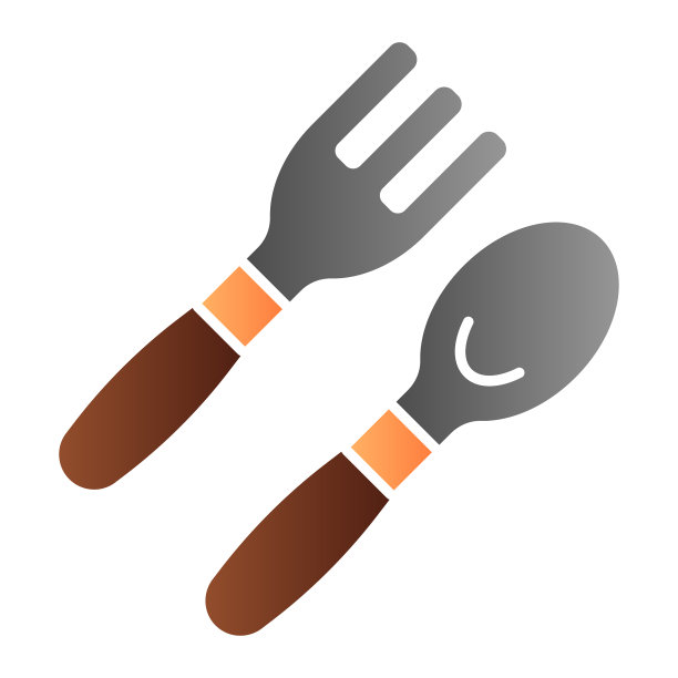 婴儿用餐工具平图标婴儿汤匙和叉子图片下载