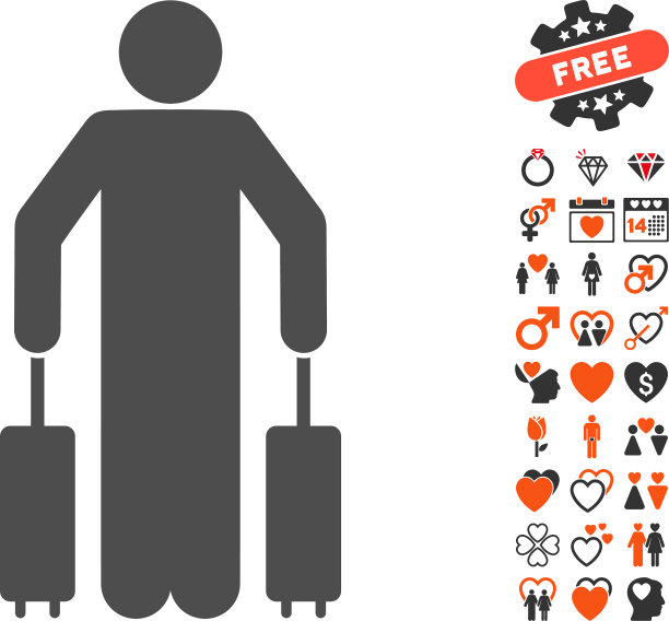 带有约会奖励的乘客行李图标图片下载