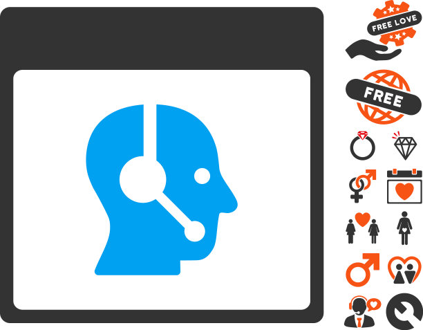 呼叫中心接线员日历页上的图标图片下载