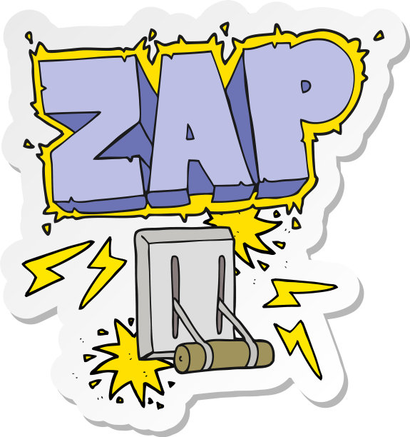 贴纸上的一个卡通电子开关噼啪作响图片下载