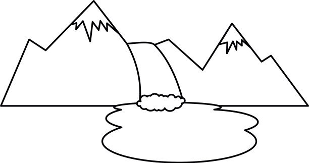 有瀑布景观的山脉图片下载