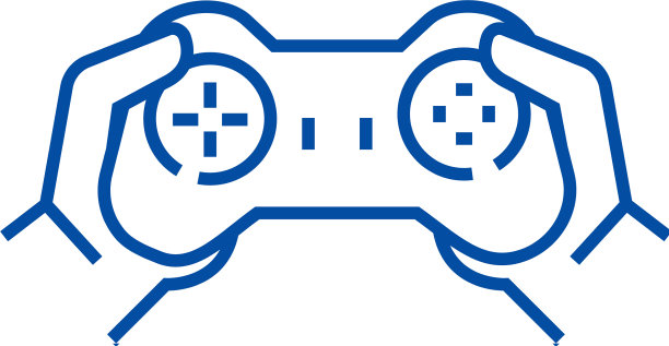 手柄在手玩游戏线图标概念图片下载