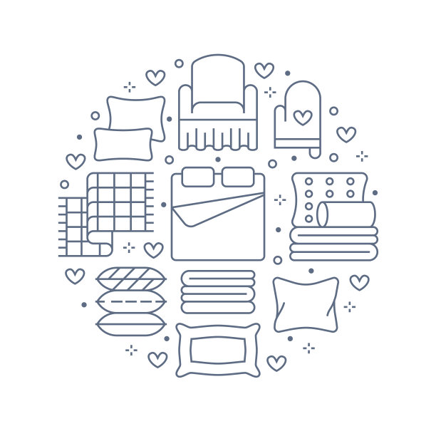 家用纺织品圆模板用平线图标图片下载