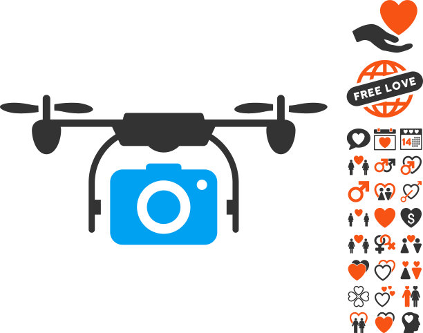 相机无人机图标与可爱的奖金图片下载