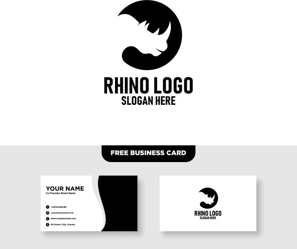 犀牛标志模板免费名片模型图片下载