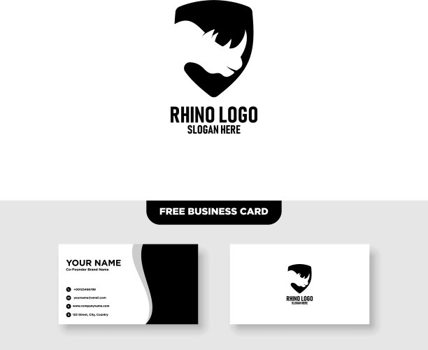 犀牛标志模板免费名片模型图片下载