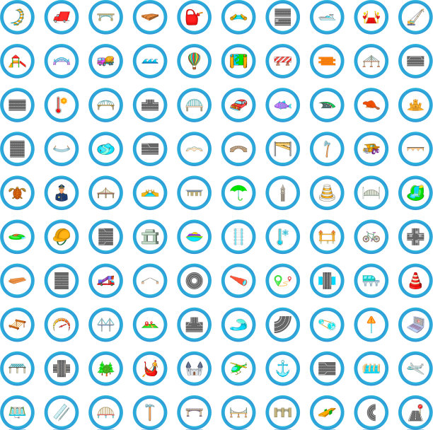 100桥图标设置卡通风格图片下载