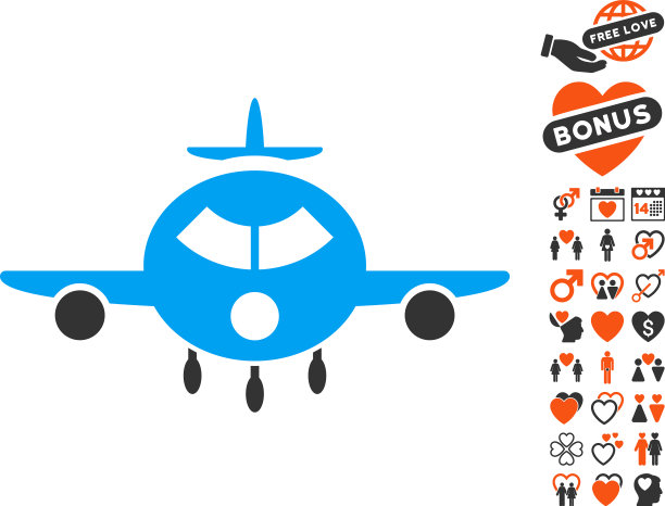 货运飞机图标与约会奖金图片下载