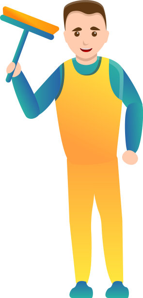 男人清洁窗口图标卡通风格图片下载