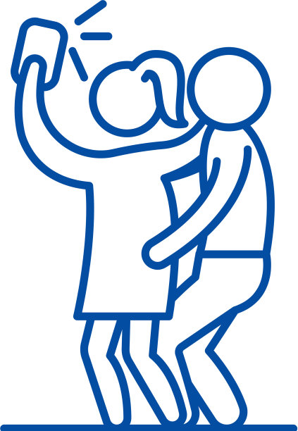 组自拍线图标概念组自拍平图片下载