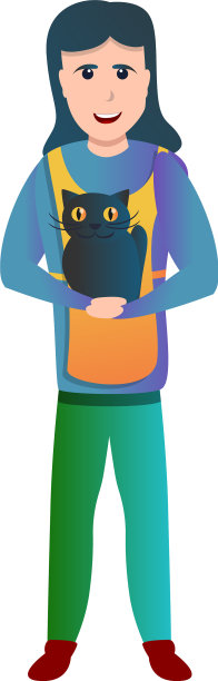 志愿者帮助黑猫图标卡通风格图片下载