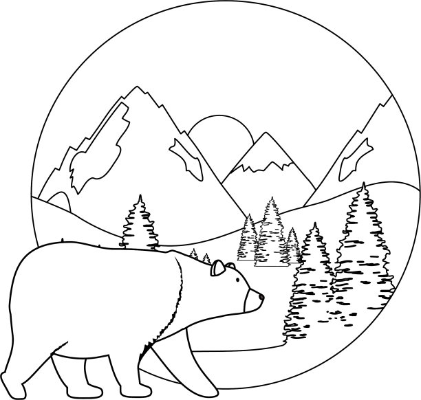 山上有灰熊的景象图片下载