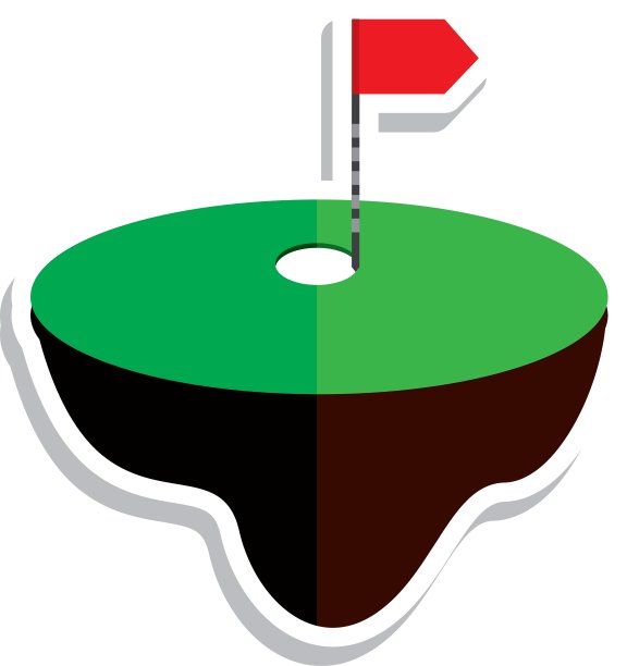 洞高尔夫运动与旗帜图标图片下载