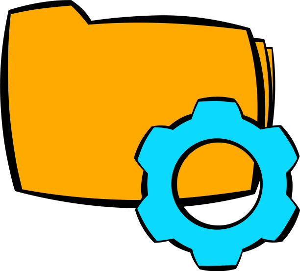 文件夹与齿轮图标卡通图片下载