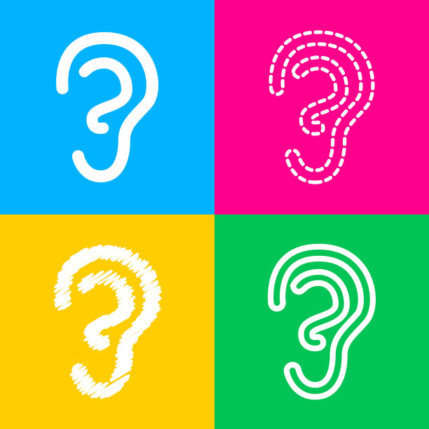 人耳标志四种风格的图标上四种颜色图片下载