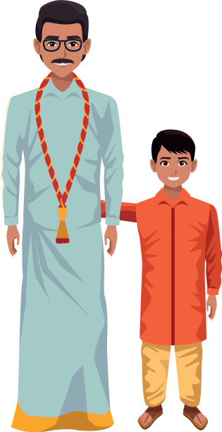 印度家庭头像卡通人物图片下载