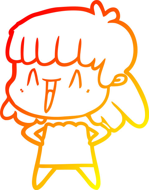 温暖的梯度线画卡通女人图片下载