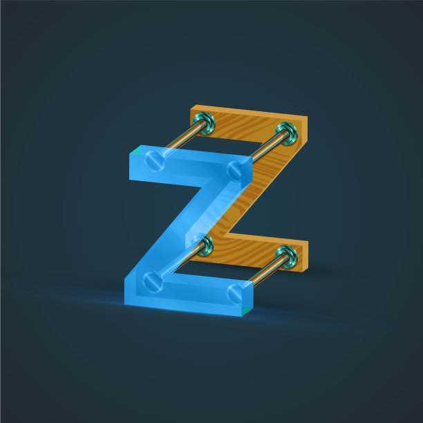 3d现实的玻璃和木材字符图片下载