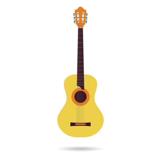 孤立的平面图标的古典吉他图片下载