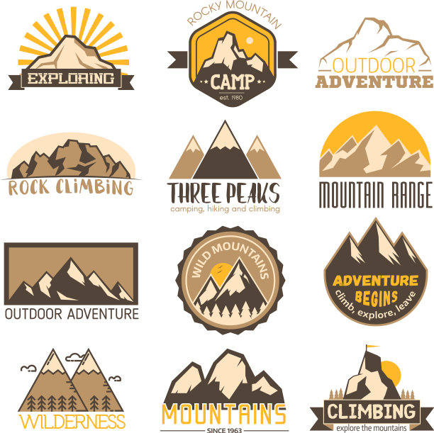 山地户外旅行图标集图片下载