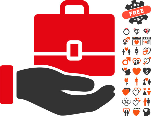 手持案件与可爱的奖金图标图片下载