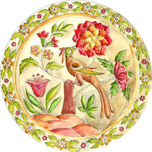 令人难以置信的鸟装饰板在gzhel风格图片下载