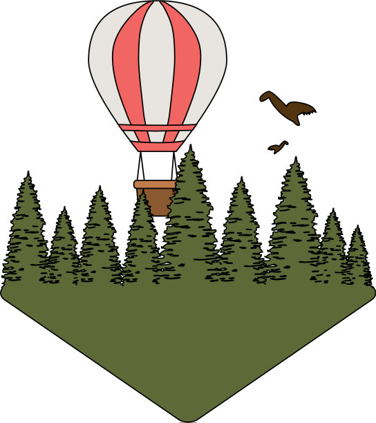 气球在松木的空气中热飞图片下载
