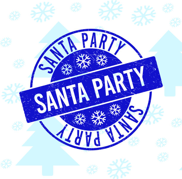 圣诞老人派对为圣诞节刮圆邮票印章图片下载