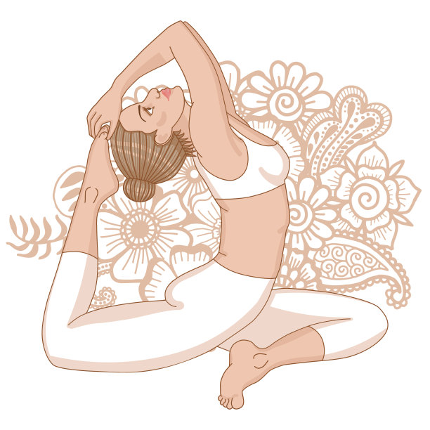 女人侧影单腿国王鸽子瑜伽姿势图片下载