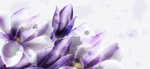紫色的花，水彩美丽图片下载
