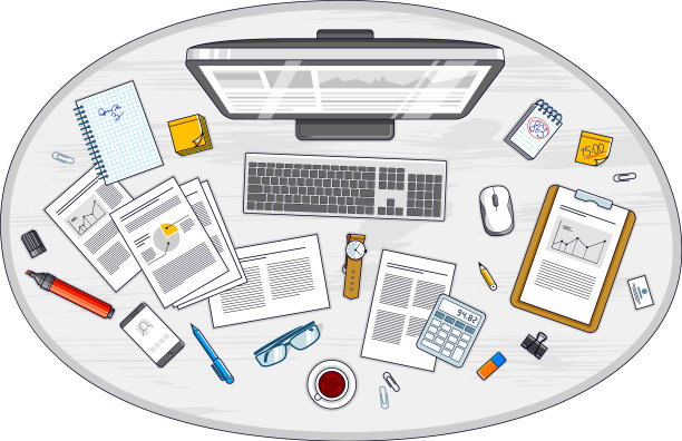 工作台工作空间俯视图与电脑和电脑图片下载