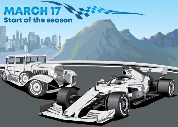 赛车旧的和现代的f1赛车图片下载