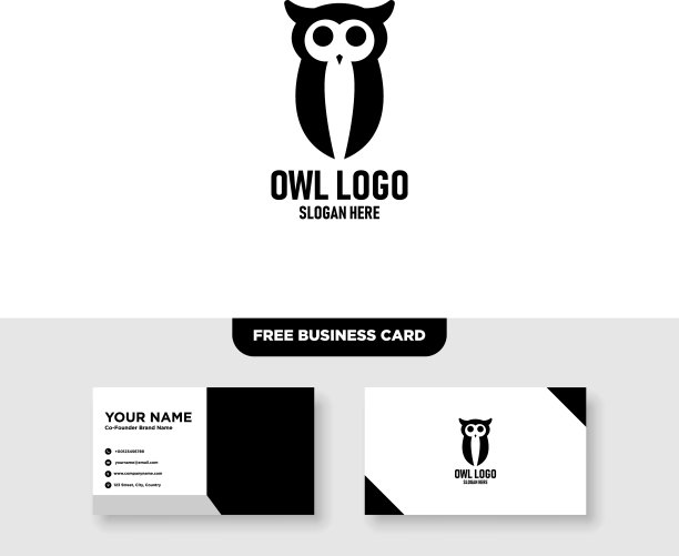 猫头鹰标志模板免费名片模型图片下载