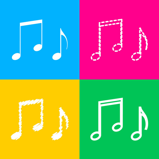 四种样式的音符标志图标图片下载