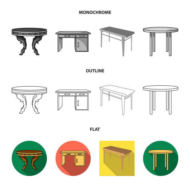 孤立的对象表和木制标志集图片下载