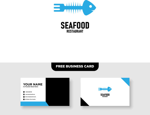 海鲜标志模板免费名片图片下载