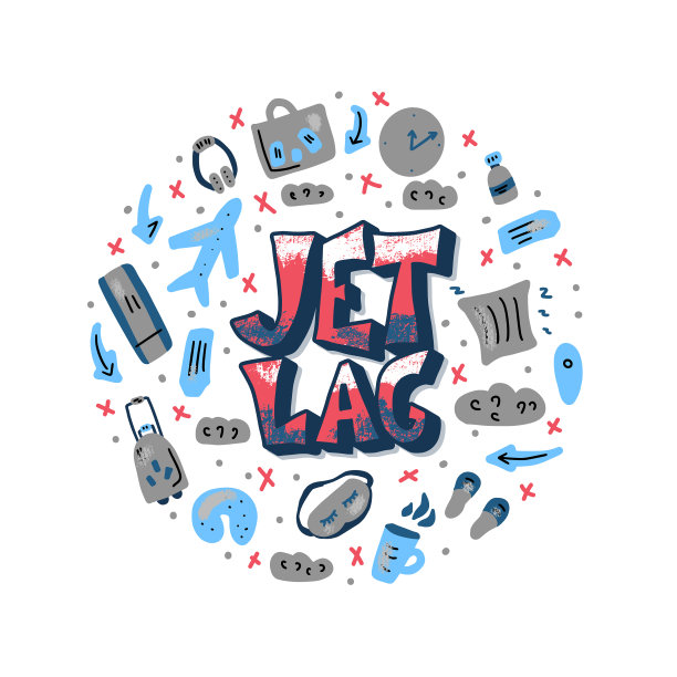 喷气式飞机时差程式化的引用概念徽章图片下载