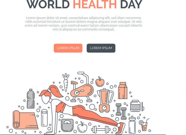 健身模板与线条图标图片下载