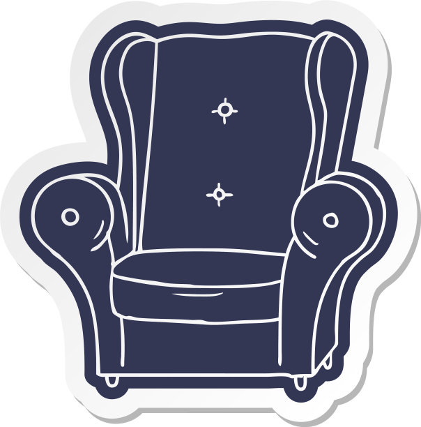 旧扶手椅的卡通贴纸图片下载