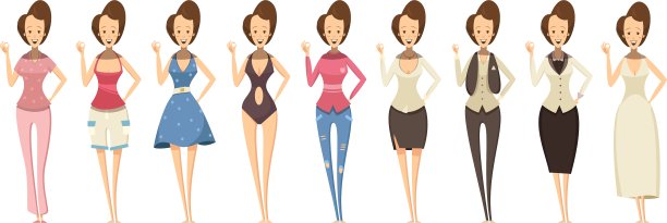 女人在不同的套装图片下载