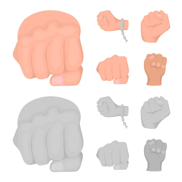 孤立对象拳头和冲孔标志集图片下载