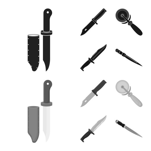 孤立对象刀和切割图标收集图片下载