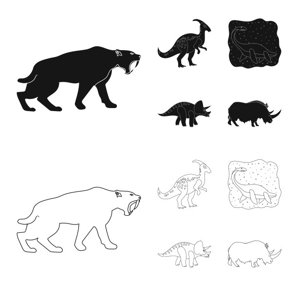 设计动物和人物的图标集图片下载