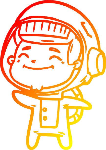 温暖的梯度线绘制快乐的卡通宇航员图片下载