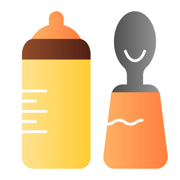 婴儿奶瓶和勺子扁平图标奶瓶与奶嘴图片下载