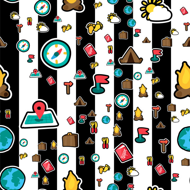 旅游度假无缝卡通图案图片下载