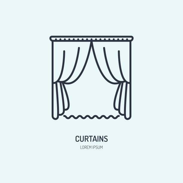 窗帘线条标志家用纺织品清洁标志图片下载