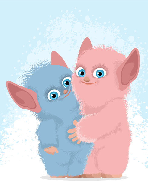 两个毛茸茸的神秘生物图片下载