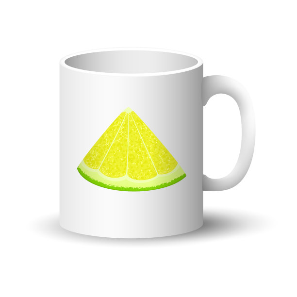 白色大杯，配新鲜柑橘片图片下载